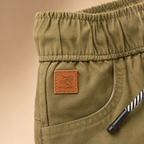 Premium Boys Shorts Olive Green Elastic Waist Casual with Drawstring