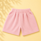 Imported Fashionwear Bunny Brooch Girls T-Shirt & Shorts Set – Cream & Baby Pink Suit