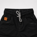 Premium Boys Shorts Classic Black Elastic Waist Cotton with Drawstring