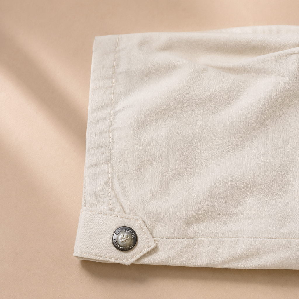 Boys Off-White Elastic Waist Cotton Shorts with Drawstring