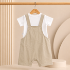Imported Premium Kids puppies with bone Light Green Cotton Romper with Off-White T-Shirt