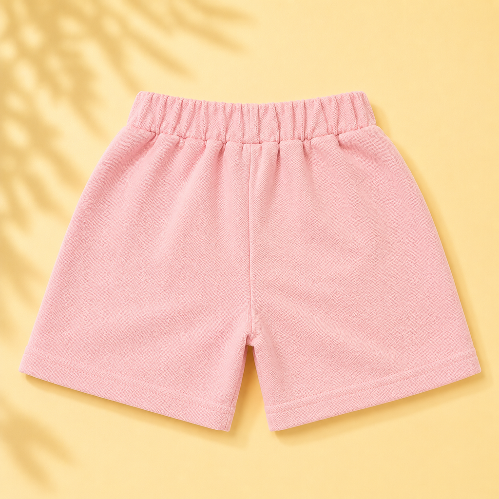 Imported Bunny Brooch Girls T-Shirt & Shorts Set – Cream & Baby Pink Suit