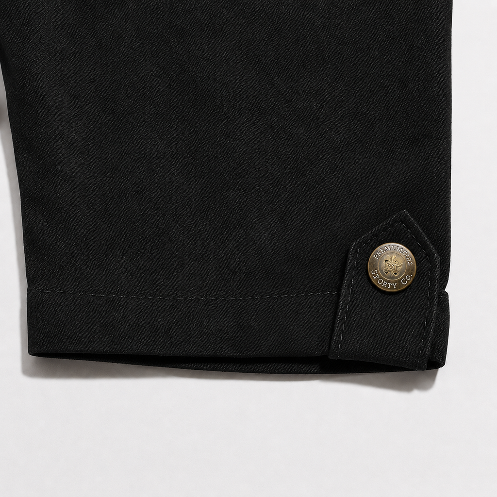 Boys Classic Black Elastic Waist Cotton Shorts with Drawstring