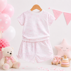 Imported Fashionwear Premium Pearl White Faded Outfit Set with Crystal Blue Emblem Detail Suit
