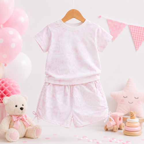 Imported Fashionwear Premium Pearl White Faded Outfit Set with Crystal Blue Emblem Detail Suit