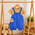 Imported Premium Boys Bear Emoji Light Blue Romper with Light Orange Shirt