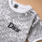Imported Frost White Monogram Print T-Shirt with Contrast Designer-Inspired Logo