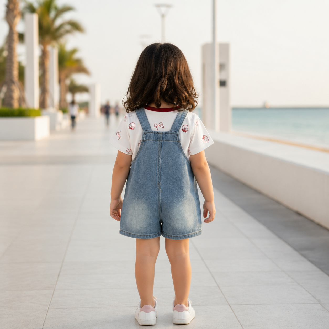 Mickey Mouse Patch Denim Romper with strawberry and bow pattern T-Shirt for Baby Girls