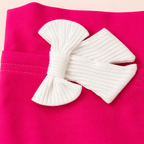 Imported Girl Fashionwear Flower Applique Top & Skirt Set (White & Hot Pink) Suit