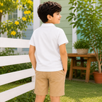 Imported High Quality Outdoor Boys T-Shirt Safari Animal Print Polo – Super White