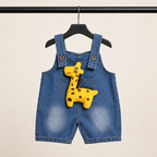 Imported High Quality Boys Giraffe Emoji Denim Romper with minimal print T-Shirt