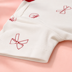 Imported Premium Girls Mickey Mouse Patch Denim Romper with strawberry and bow pattern T-Shirt for Baby Girls