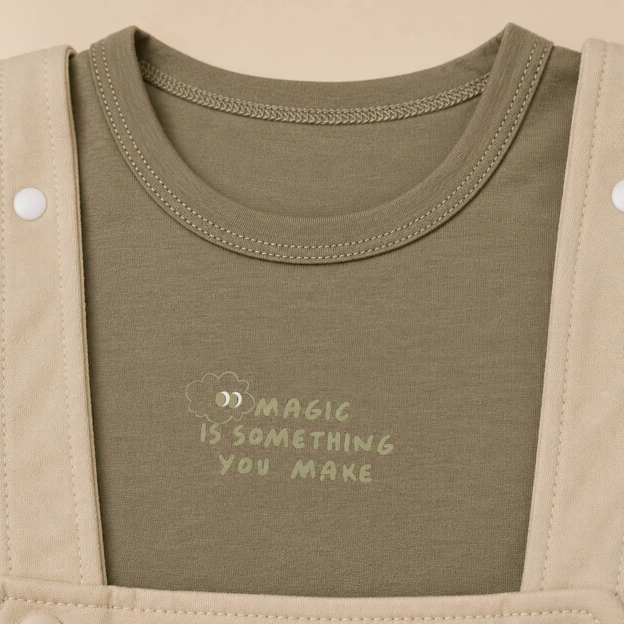 Baby Boys Pumpkin Embroidered Dungaree Romper Set with Olive Green T-Shirt