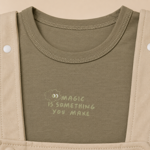 Baby Boys Pumpkin Embroidered Dungaree Romper Set with Olive Green T-Shirt