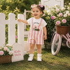 Imported Fashionwear Toddler Girl Pink Romper & Light Pink T-Shirt Combo