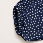 Imported High Quality Girl Romper Set Navy Floral Bubble with Flower Brooch Detail for Baby Girls