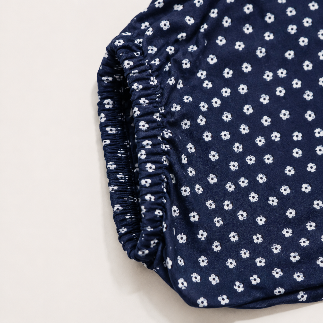 Navy Floral Bubble Romper Set with Imported Flower Brooch Detail for Baby Girls
