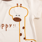 Imported High Quality Boys Giraffe Emoji Denim Romper with minimal print T-Shirt