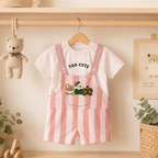 Imported Fashionwear Toddler Girl Pink Romper & Light Pink T-Shirt Combo